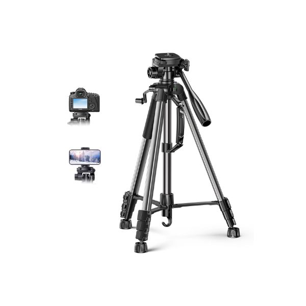 UGREEN Tripod with 53.5-175 cm Height, Lightweight and Portable Travel Tripod, Aluminium Tripod with Mobile Phone Holder and Travel Bag for Camera